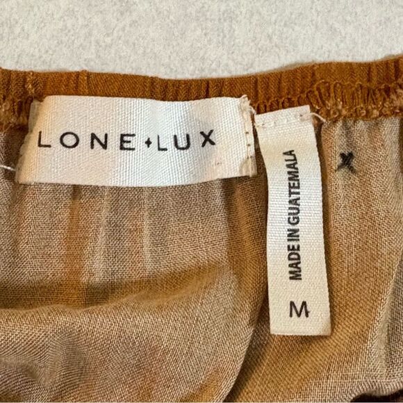 Lone Lux Bohemian Jumpsuit Carmel Tan Pink Floral Spaghetti Strap Faux Wrap Crop - Picture 7 of 10